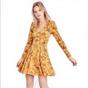 Kimchi Blue Yellow Floral Lace-Up Mini Dress